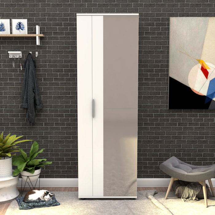 Hanah Home Zapatero con Puerta de Espejo Blanco Hanah Home Zapatero con Puerta de Espejo Blanco